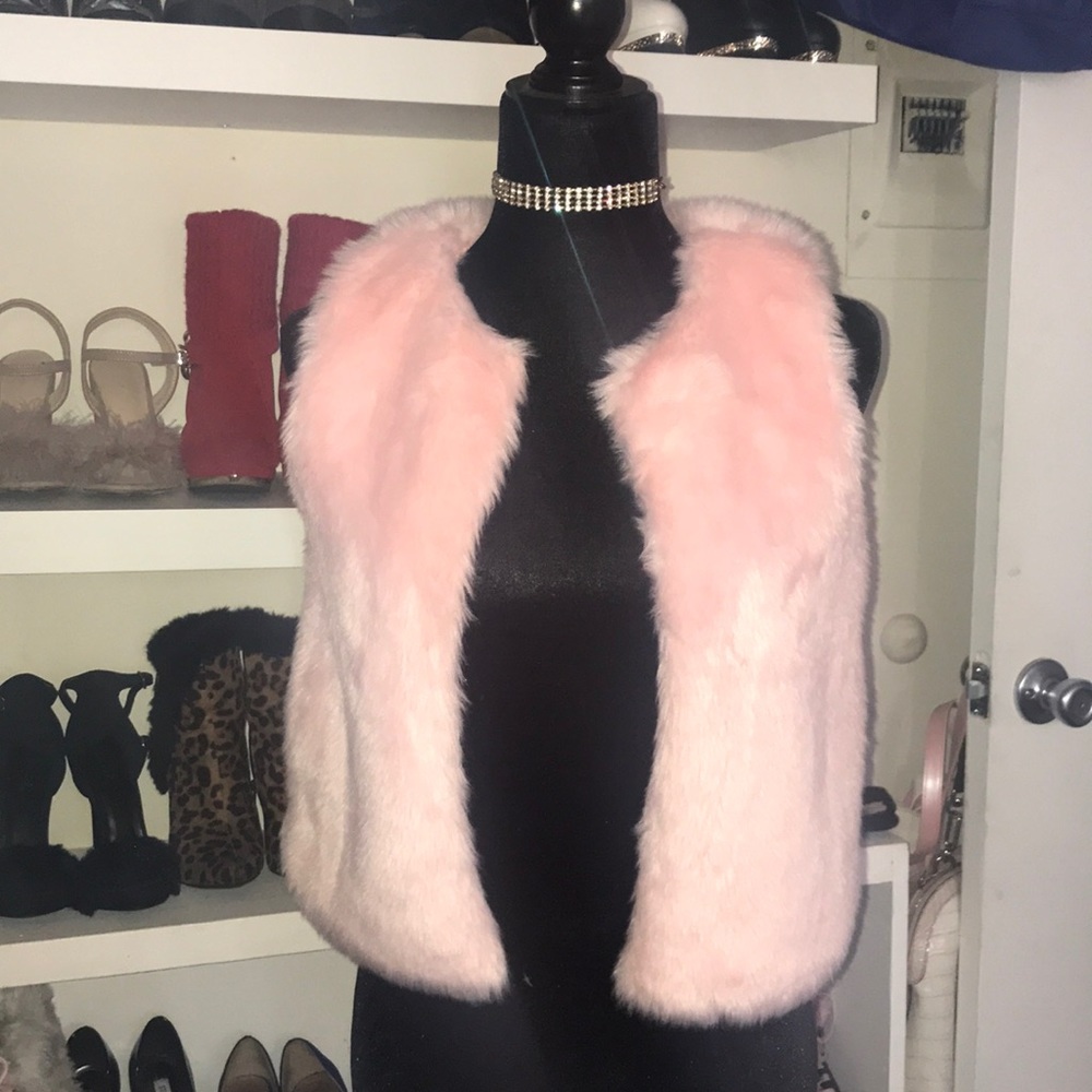 Pink fur vest